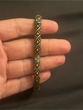 Unk Gold-Tone Woven Bangle Bracelet with Crystal Bands
